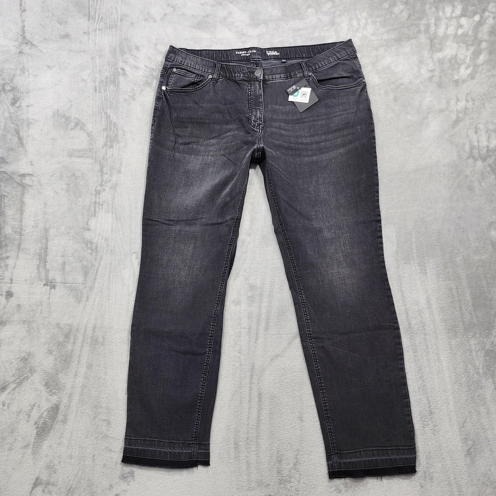 Ulla Popken Jeans Womens 20 Black High Rise Sammy-Slim Tapered Released Hem